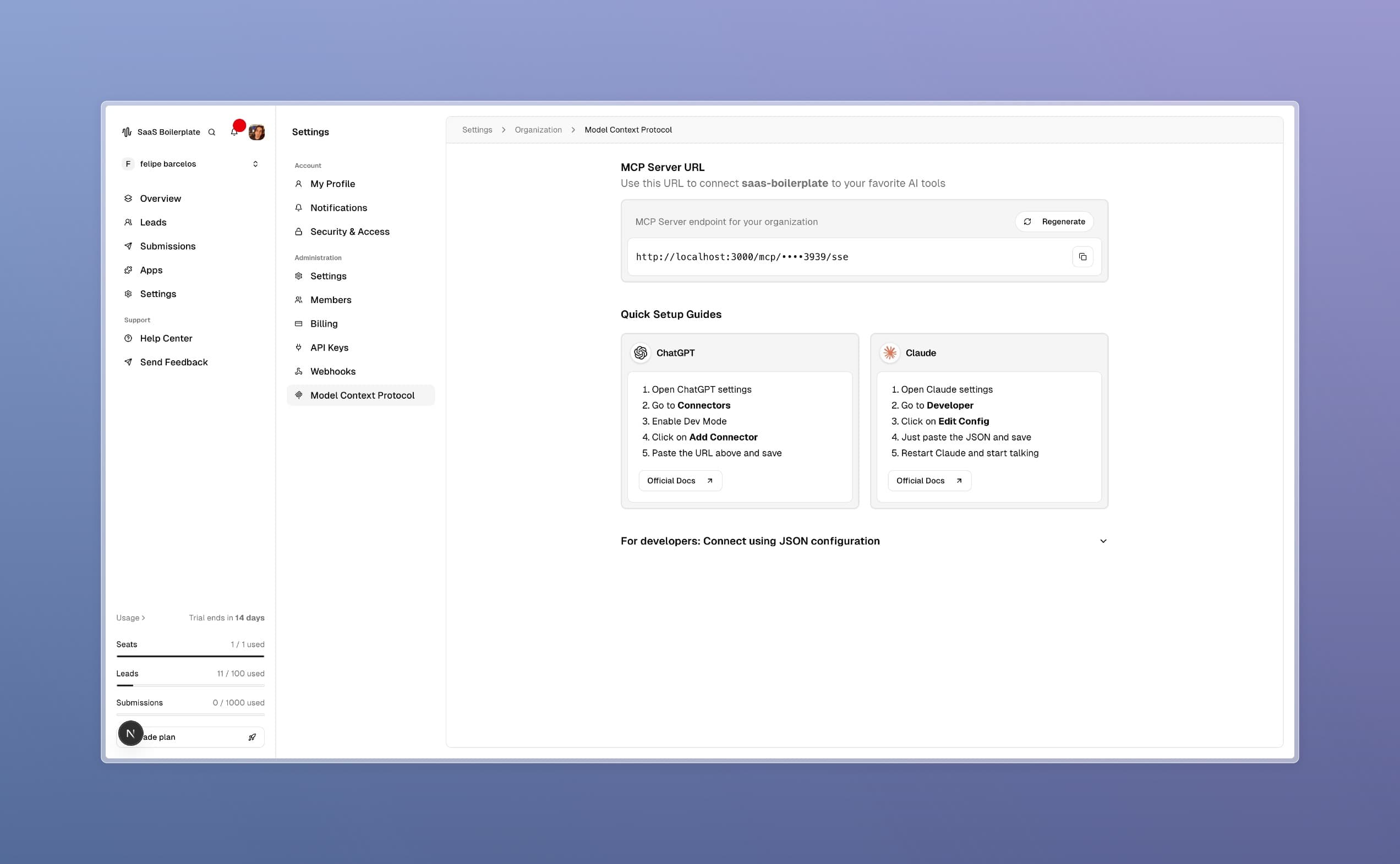 Integrations page showing available integrations organized by category with installation options.