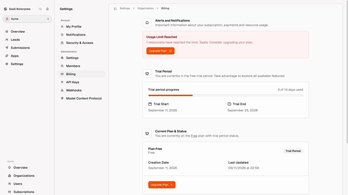 Example billing screen shown as a placeholder for your own workflow